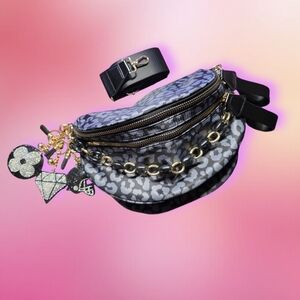 Bum Bag Bundle Deal | Leopard Nylon Crossbody +  Acrylic Chain & 3 Bag Charms